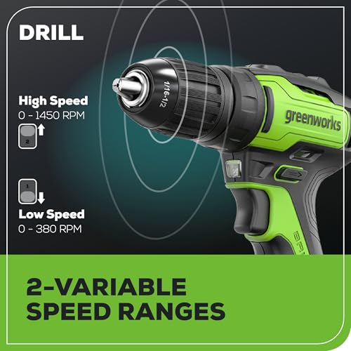 Greenworks 24V MAX Cordless Brushless Drill & Impact Driver Combo Kit, Electric Drill Set, High Torque, Lightweight, Professional Grade, Includes 2x 2.0Ah Batteries, Charger, and Storage Bag - size: 2PCS Combo Kits