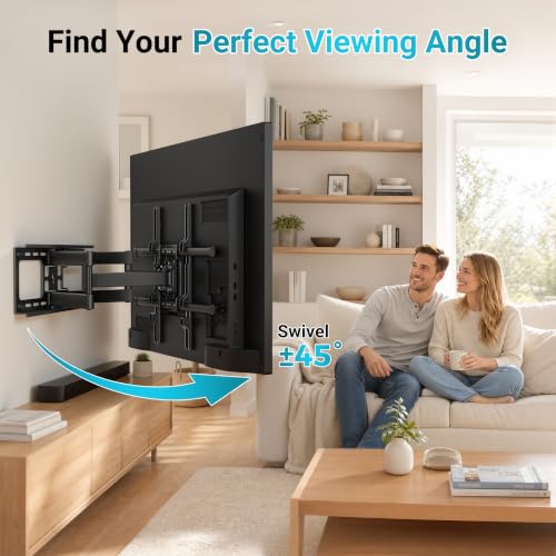BONTEC Full Motion TV Wall Mount for 37-90 Inch TVs, Heavy Duty Swivel Tilt - size: 37-90 Inch