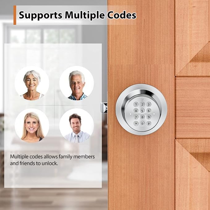 Keyless Entry Door Lock, Door Knob with Keypad, Smart Code Door Lock, Mute Mode, Passage Function, Easy to Install, Satin Nickel - size: Satin Nickel 1 Pack
