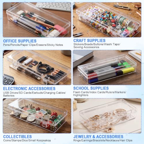 Jetec 6 Pieces Small Clear Plastic Storage Box, 6.1 x 2.6 x 1.2 Inch - size: 6.1 x 2.6 x 1.2 Inch