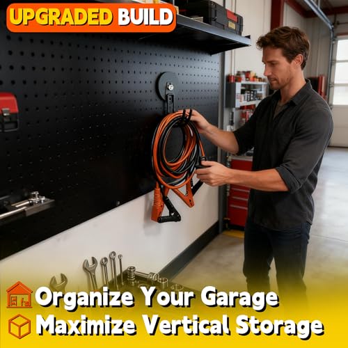 ULIBERMAGNET Upgraded Extra Large Magnetic Hooks,2 Pack Heavy Duty Ultimate Magnetic Hooks for Metal Cabinet,Pegboard,Garage Shelve,Tool Shed,RV,Shipping Containers (Black/3.46inch) - style: Upgraded Black Large J Ultra-Strong Hooks