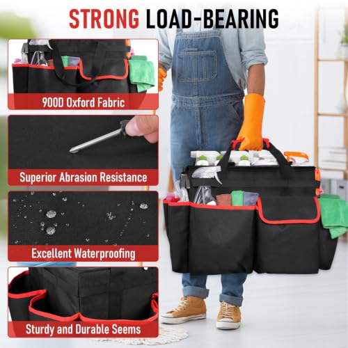 Large DIY Rolling Cleaning Caddy Bag, Cleaning Caddy with Wheels