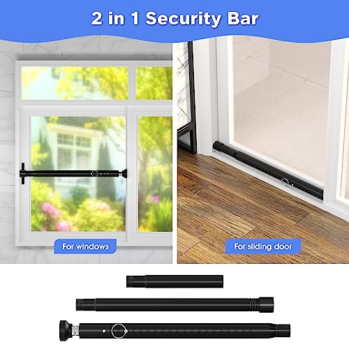 Sliding Door Security Bar Childproof, 2Pack 16 to 51 Inch Adjustable Sliding Patio Door Window Security Bar Stopper, Window Locks Security Bars, Black Heavy Duty Sliding Glass Door Lock Bar - color: Black, size: 2 Pieces
