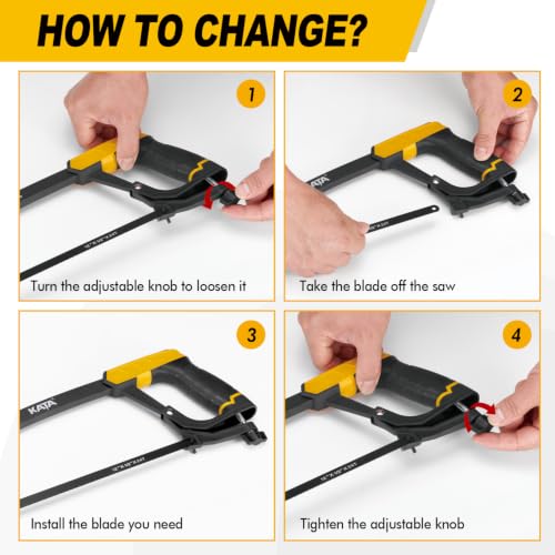 KATA 12" High Tension Hacksaw Set, 6" Mini Hacksaw, 10 Extra Blades - size: 12" Hacksaw Set
