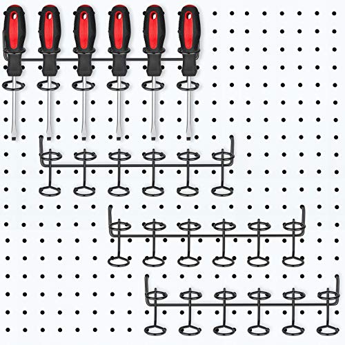 Ripeng 4 Pieces Pegboard Screwdriver Holder PegBoard Tool Holders, Black - color: Black