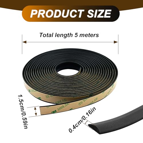16.5FT/5M Car Windshield Seal Strip & Sunroof Rubber Seal, Universal Automotive Weather Stripping Seal Strip for Car Front Rear Windshield, Sunroof, Windows, Sliding Doors Edge Trim Molding Protection
