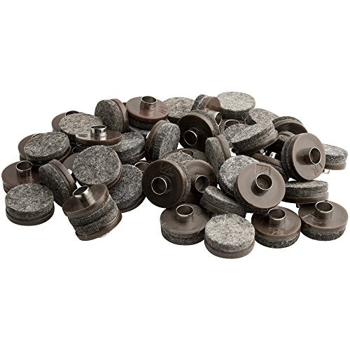 SoftTouch 1" Round Nail-On Felt Furniture Sliders, Protective Heavy-Duty Felt Pads for Wood Furniture and Hard Surfaces, 48-Count, Brown - color: Brown, size: 1 Inch, style: Value Pack