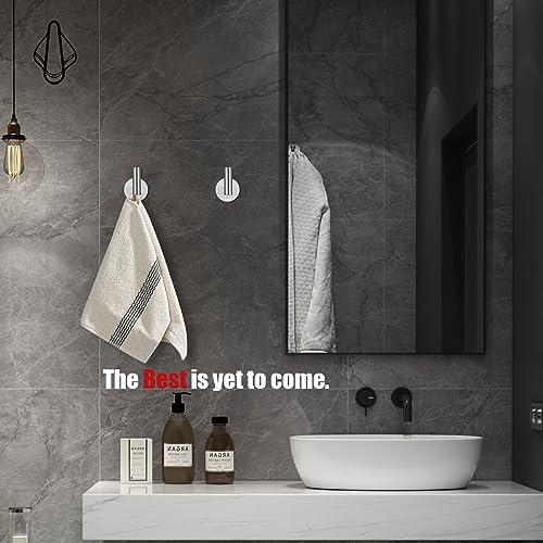 JQK Self Adhesive Towel Hook Brushed, No Drill Stick on Coat Robe Clothes Wall Hook for Bathroom Kitchen Garage 2 Pack, 304 Stainless Steel Brushed Steel, ATH110-BN-P2 - color: Brushed Steel, size: 2 Pack