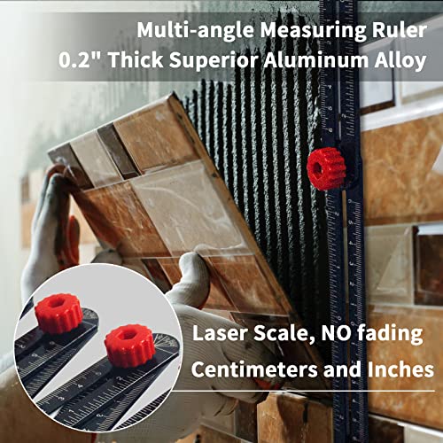 WiseWater 16-Sided Multi Angle Measuring Ruler, Aluminum Alloy Angle Finder
