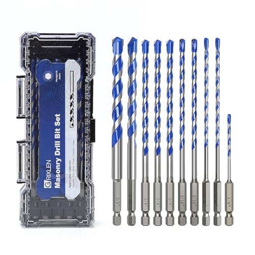 10 Pack 1/8" to 3/8" Masonry Drill Bit Set,Concrete Drill Bit Set - style: 1/8" - 3/8"（10 Pcs）