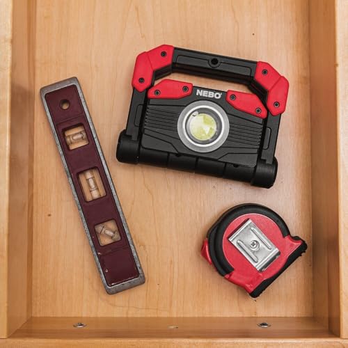NEBO OMNI 2K Rechargeable Work Light | 2000 Lumens COB, 6 Light Modes, Rotating Magnetic Handles, Built-In Power Bank, Water Resistant, Portable Camping Lantern, Includes USB-C Charging Cable - style: 2000 Lumens