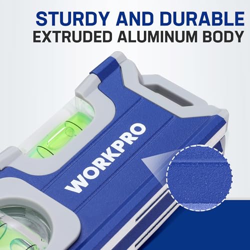 WORKPRO 4-1/2 Inch Mini Magnetic Pocket Level, Aluminum Alloy, Cobalt Blue - color: Blue