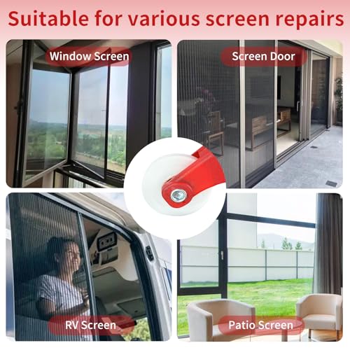2 Pcs Screen Repair Tool, Durable Screen Door Roller Tool and Spline Remove Hook, Ergonomic Handle, Easy to Use, Suit for Screen Door Window Screen Repair Replacement - size: Roller+Hook