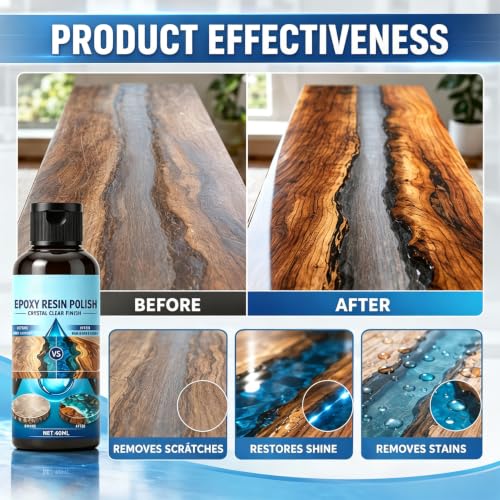 2Pcs Resin Polishing Kit, Epoxy Resin Polish, High Gloss Finish Kit, Suitable for Repairing Scratches on Furniture, Home DIY Projects, and Jewelry, Polishing Sponge Included, 40ml Per Bottle
