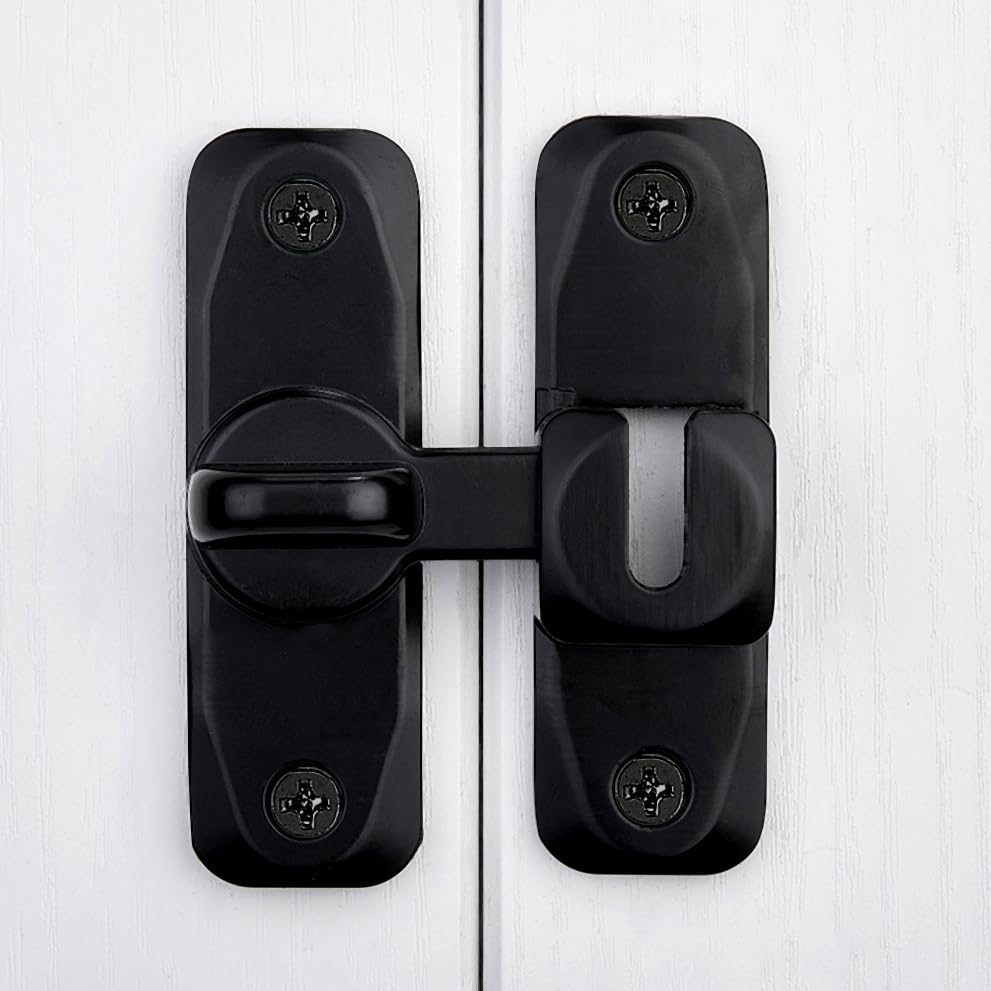 Black Barn Door Latches,90/180 Degree Gate Lock_B - color: Black