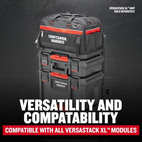 CRAFTSMAN VERSASTACK XL Tool Bag, 22.5”, Durable Polyester, Black and Red (CMST21450)