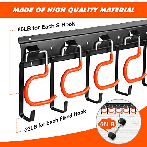 TVKB 68'' All Metal Garden Tool Organizer Adjustable Garage Tool Organizer Wall Mount Garage Organizers and Storage with Heavy Duty Hooks Tool Hangers for Garage Wall, Shed, Garden - size: 68inch(17"x4pack)