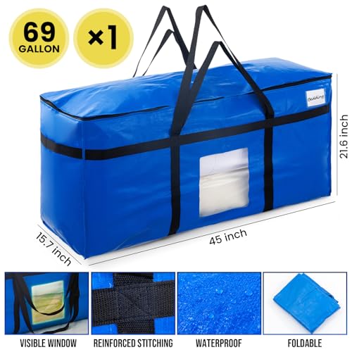 TAILI 1 Pack 69 Gallon Extra Large Storage Bags with Visible Window,Blue - color: Blue, size: 1 Pack
