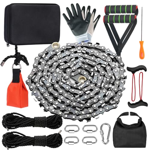 Rope Saw 55 inch High Limb Rope Saw with 70 Sharp Teeth, Rope Saw Tree Saw High Limb Both Sides, Pocket chainsaw
