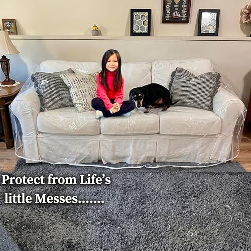 Evelots Clear Vinyl Couch Cover, Waterproof 3-Seat Sofa Protector - size: Sofa