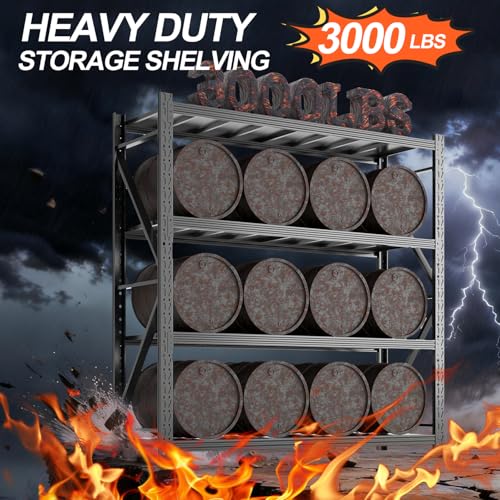Metal Garage Shelving Unit, Heavy Duty Adjustable Industrial Storage Shelves, Steel Storage Rack for Garage, Warehouse, Basement, Black, 64.6" H x 67" W x 21.7" D, 1 Pack - size: 64.6"H x 67"W x 21.7"D