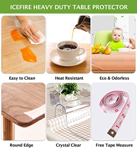 Icefire Clear PVC Table Protector 16" x 32 inch (41x82 cm) - color: Upgraded Clear 1.5mm, size: 16 X 32 Inches
