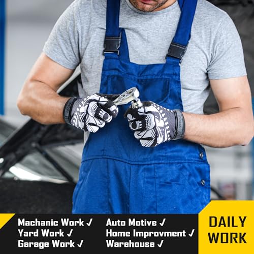 COOLJOB Mechanic Safety Work Gloves, Enhanced Anti-Slip Grip Tactical Gloves, Touchscreen, Breathable, Ultra-Soft, S-XL - color: Joker, size: Medium