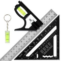 Combination Square Woodworking Ruler Tools, 7 Inch Aluminium-Alloy Carpenter Squares and Double-Sided Metric 30cm Right Angle Squares and Small Level, Combo Square