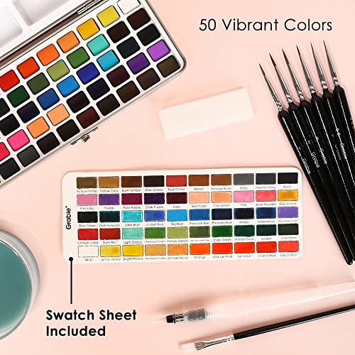 Grabie 50 Color Watercolor Paint Set with Brush Pens - color: 50 Colors