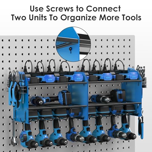 CCCEI Wall Mount Modular Tool Charging Organizer, Blue, 1 Pack, 3 Tier. - color: Blue