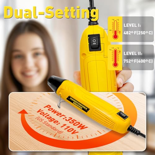 haisstronica Dual Temperature Mini Heat Gun, 350W, 482°F/752°F, 110V Corded