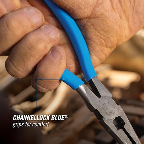 Channellock 317 8-Inch Long Nose Plier with Side Cutter | Needle Nose Pliers with Knife and Anvil - Style Side Cutter | Crosshatch Jaw Forged from High Carbon Steel for Maximum Grip on Materials | Specially Coated for Rust Prevention | Comfort Grips , Blu