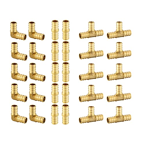 (Pack of 30) EFIELD 3/4" Pex Brass Crimp Barb Fittings Combo - size: 3/4" (Pack of 30)