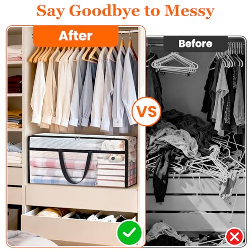 TasticTotes 6 Pack Clear Storage Bags for Comforter, 90L Long - size: 90L(39"*7"*20")