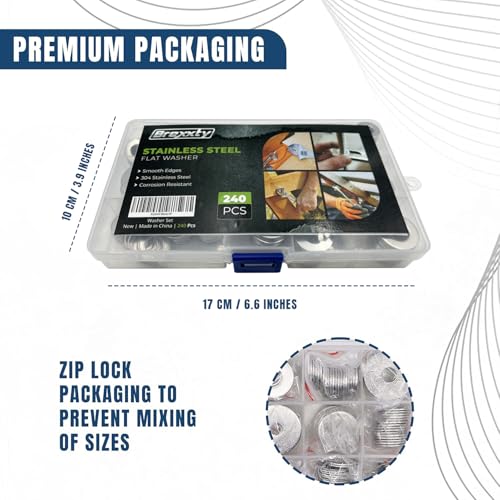 240 Pcs Fender Washers Assortment Kit, 304 Stainless Steel Flat - style: 240 Pcs Fender