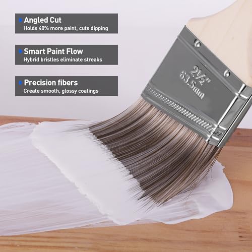Paint Brush, 2.5IN Stain Brushes for Painting Walls House Touch-Ups,Furnitures and Fence Staining, Wooden Handle Masonry Paintbrush(6 Packs) - size: 2.5 inch