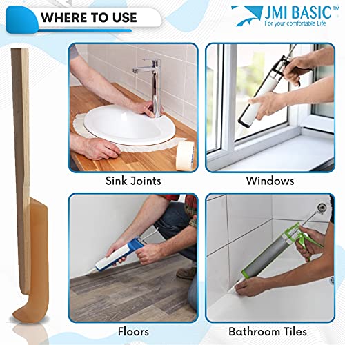 JMIBASIC Grout Caulk Finishing Tool - Multi Size 4 Pieces Set - Smooth Grout Sealant Silicone Caulking Tool - Rubber Spatula Spreader - Grout Sealer Applicator - Ergonomic Handle Grip_ABS (0.78 Inch) - size: 0.78 Inch