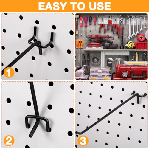 Shimeyao 200 Pcs Peg Board Hooks Stainless Steel Pegs,10 Inch,Black - color: Black, size: 10 Inch