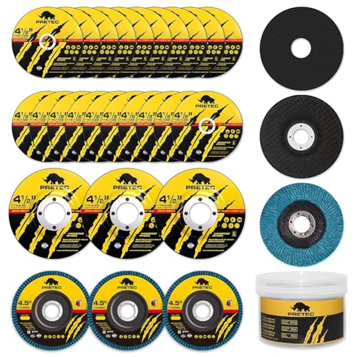 26 Packs Angle Grinder Cutting Flap Grinding Disc Wheel 4 1/2in Inches - 20 Packs 4.5"x1/4"x7/8" Cut off Wheels,3 Packs 4.5"x7/8" 60 Grit Flap Discs, 3 Packs 4.5"x1/25"x7/8" Grinding Wheels | 20 Packs 4.5"x1/4"x7/8" Cut off Wheels,3 Packs 4.5"x7/8" 60 Gri