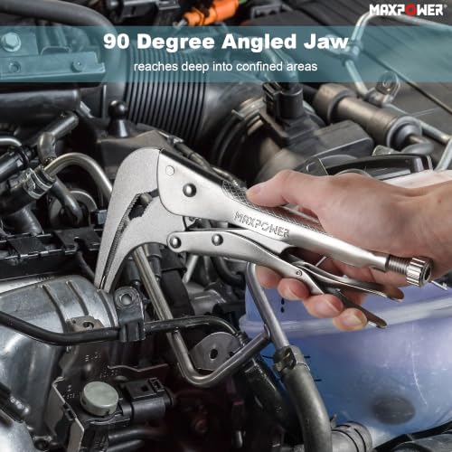 MAXPOWER 10-inch 90 degree Offset Long Nose Locking Pliers, 3" Jaw Opens - size: 10"