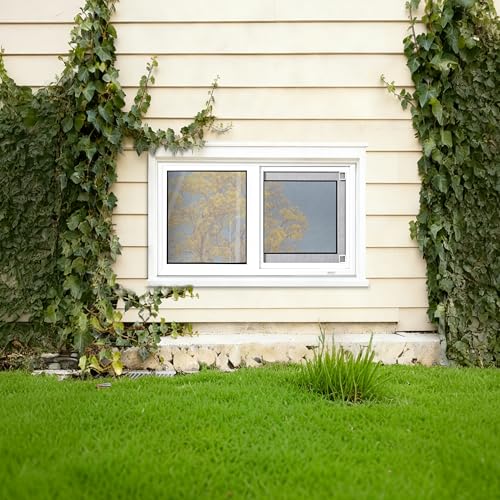 Vinyl Basement Window, Bathroom Sliding Window 24" x 16" White | Double Pane Insulated Tempered Glass and Fiberglass Screen for Basement, Bathroom, Shed - size: 24x16 IN