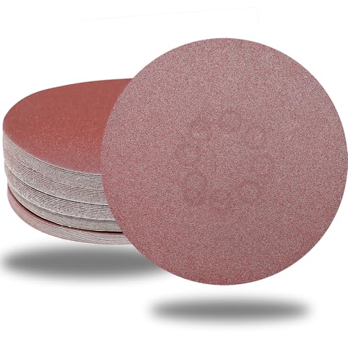 Tonmp 50 PCS 7 Inch Sanding Discs Set - 60 80 120 180 240 Grits Sandpaper, 7" Hook-and-Loop Aluminum Oxide Abrasive Sander Paper for Random Orbit Floor Drywall Sander