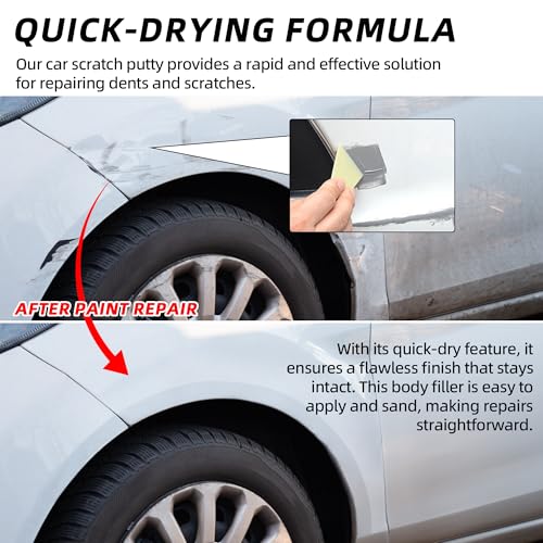 Calvana (2-Pack 20g Car Body Filler Repair, Automotive Putty Scratch Filler, Quick-Drying Formula for Minor Touch-ups, Ideal for Car Paint Scratch Removal and Rust, with 4pack Sand Paper Repair Tools - size: 2Pack+4 Sand Paper Kit