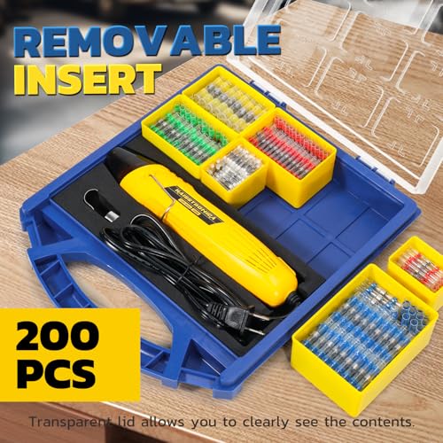 haisstronica Solder Seal Wire Connectors with 350W Mini Heat Gun, 200PCS - size: 200PCS