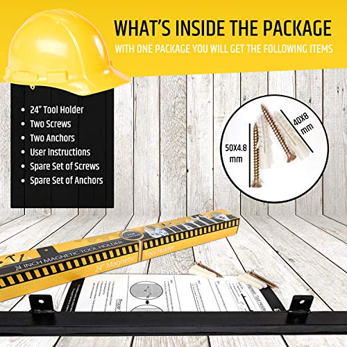 HMmagnets 24" Heavy-Duty Magnetic Tool Holder (Upgraded Version) - Extremely Powerful Magnetic Pull Force to Hold Heavy Tools - Professional Space-Saving Magnetic Bar - Tool Organizer Rack/Strip - size: 24"