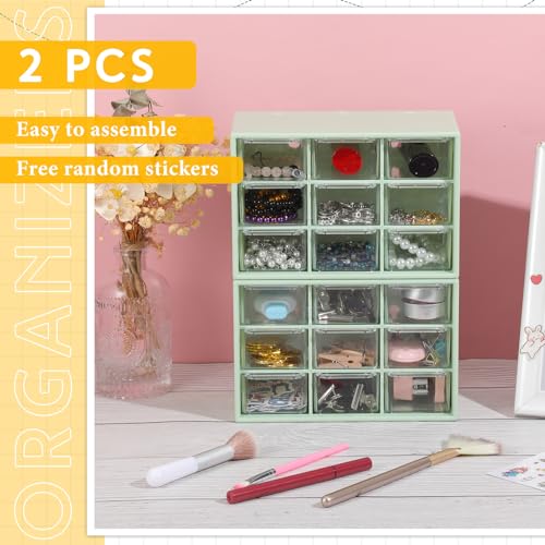 Wenqik 2 Pcs Mini Storage Drawers, Green - color: Green