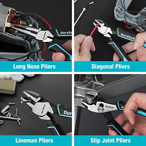 DURATECH 8-Piece Pliers Set with Rolling Pouch, Cr-V/Cr-Ni Construction