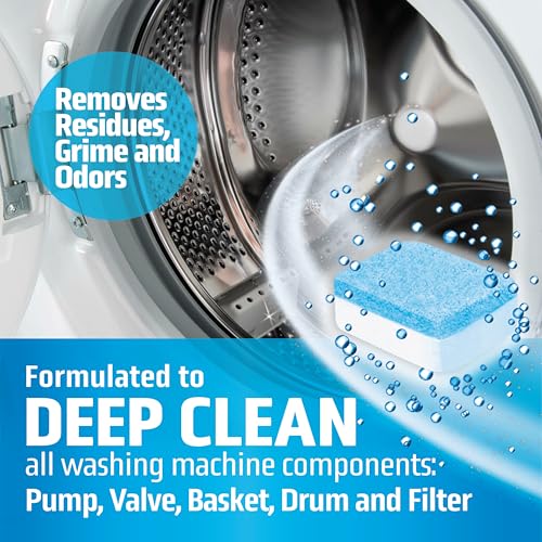 MIGHTY CLEAN Washing Machine Cleaner Tablets 24 Pack - 1 Year Supply, Septic Safe Washing Machine Cleaning Tablets, Washer Cleaner Tablet, Works with All Washers Including HE