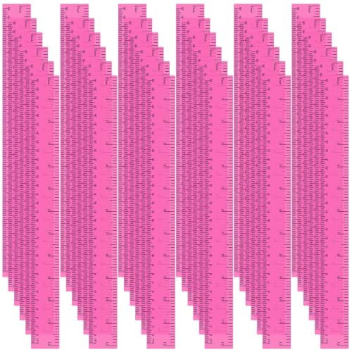 36 Pack 12" Clear Pink Plastic Rulers, Back to School Measuring Supplies - color: Pink