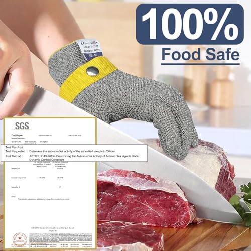 Dowellife ANSI A9 Cut Resistant Glove Food Grade, Stainless Steel Mesh Metal Knife Cutting Glove for Butcher Oyster Shucking Kitchen Mandoline Chef Slicing Fish Fillet(X-Large-3 Pcs) - size: X-Large (Pack of 3)